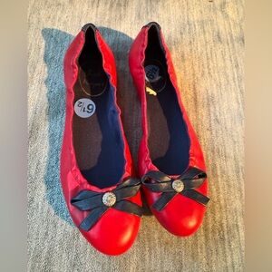 Jack Rogers Red Flats with Black Bow